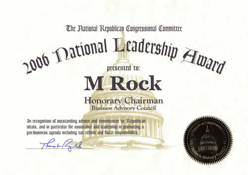 2006 National Leadership Award presented to M Rock